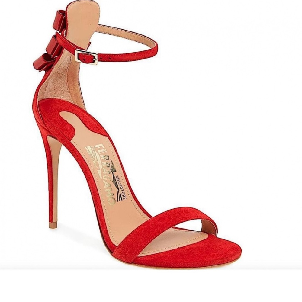 Salvatore Ferragamo Suede Red Bow Sandals